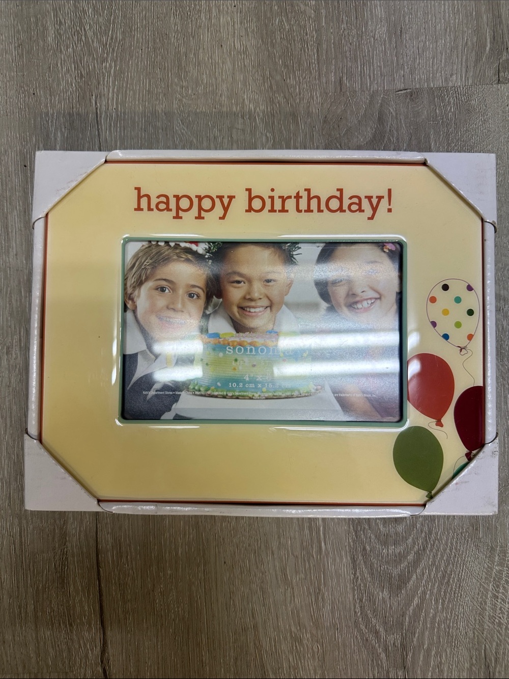 New in Box Sonoma Multicolor 4x6 Birthday Photo Frame